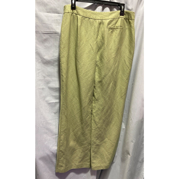 Emma James Dress Pants Size 14 Wide Leg Light Green Linen Blend Small Hem Flaw - Picture 5 of 6
